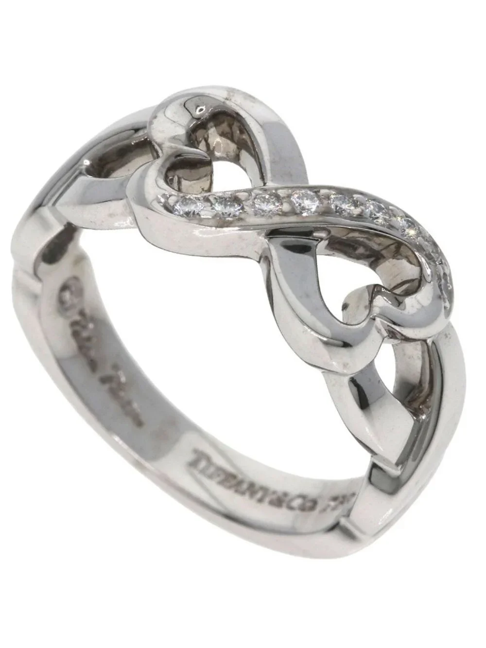 Tiffany & Co Double Heart Diamond Ring 18k White Gold